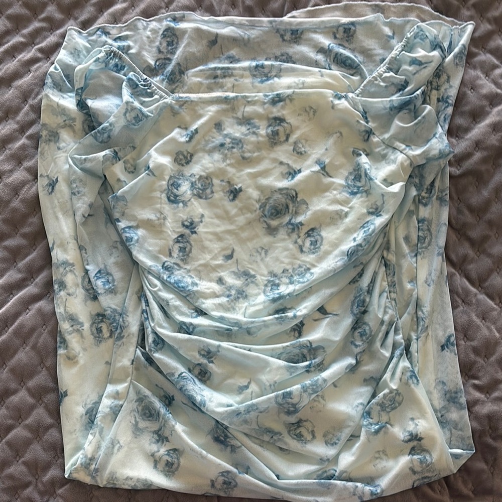 Floral Blue and White Dress